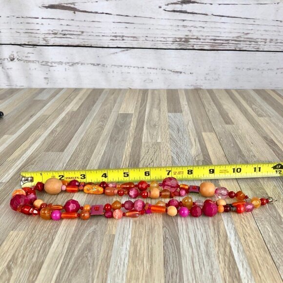 Multicolor Red Orange Beaded Necklace - Picture 6 of 6